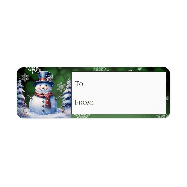 Winter Forest Snowman Weihnachts Grün Geschenk (Vorne)