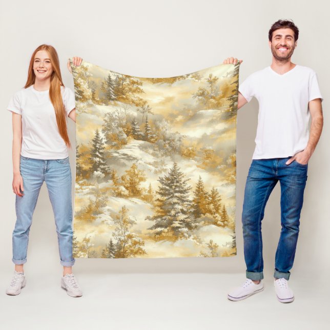 Winter Forest Toile de Jouy Pattern (1) Fleecedecke (Beispiel)