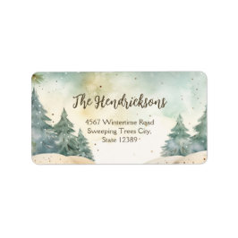 Winter Forest Trees Weihnachtsadressen Labels Adressaufkleber