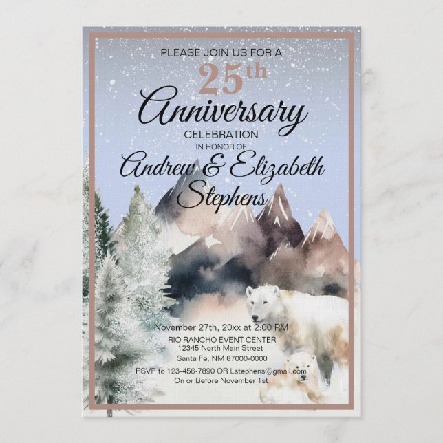 Winter Forest Watercolor Anniversary Invitation (Devant)