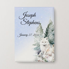 Winter Forest Watercolor Button