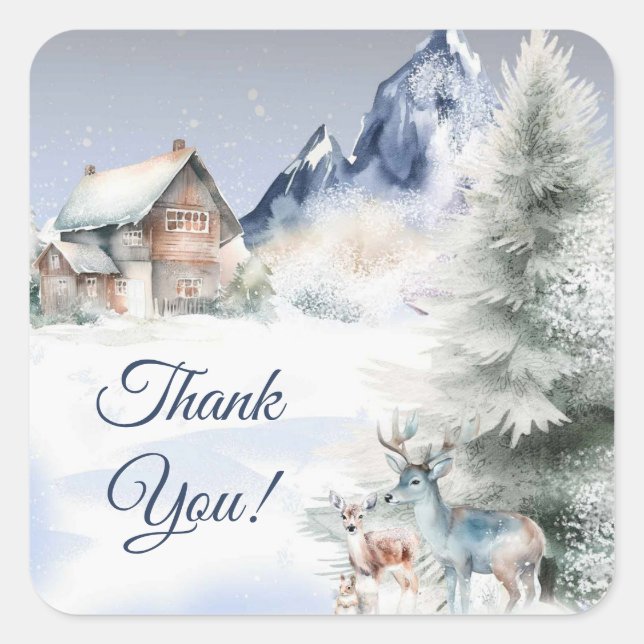 Winter Forest Watercolor Sticker (Vorderseite)