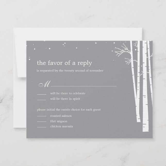 Winter Forest Wedding RSVP/Response Card RSVP Karte (Vorderseite)