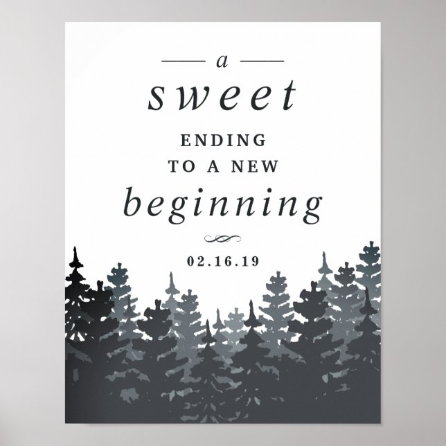 Winter Forest Wedert Dessert Table Sign Poster (Vorne)