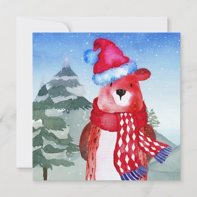 Winter Forest Woodland Friends Bear Illustration (Vorderseite)