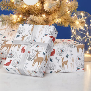 Winter Forest Woodland Tiere Erdnähe Weihnachten Geschenkpapier