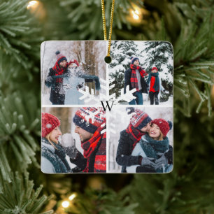 Winter-Foto-Collage-Andenken Monogramm Weihnachten Keramikornament