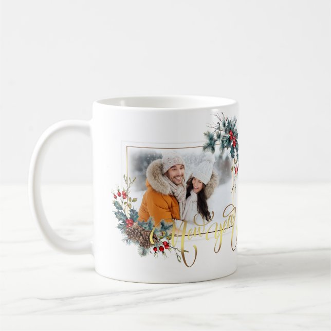 Winter-Foto Imitate Gold Foil Stil Kaffeetasse (Links)