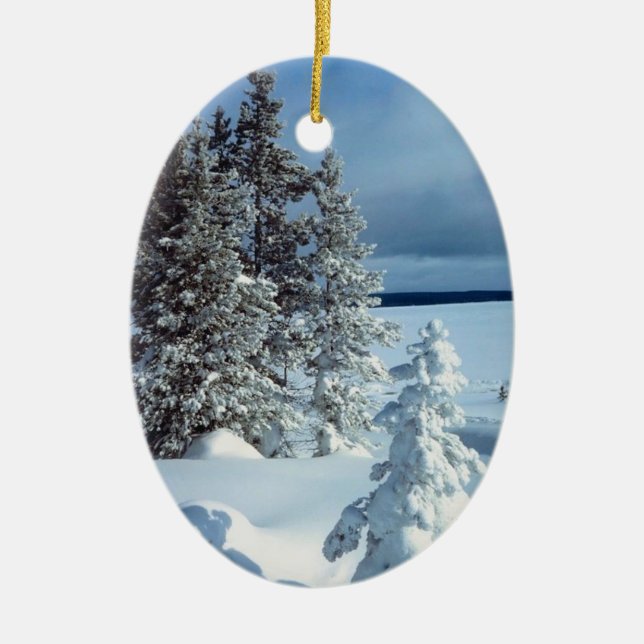 Winter Foto Template Weihnachtsdekoration Keramik Ornament (Vorne)