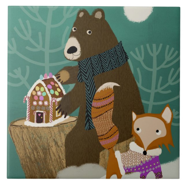 Winter Fox and Bär Keramik Küche Tile Fliese (Vorderseite)