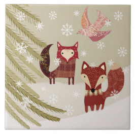 Winter Fox and Dove Keramik Küche Tile Fliese
