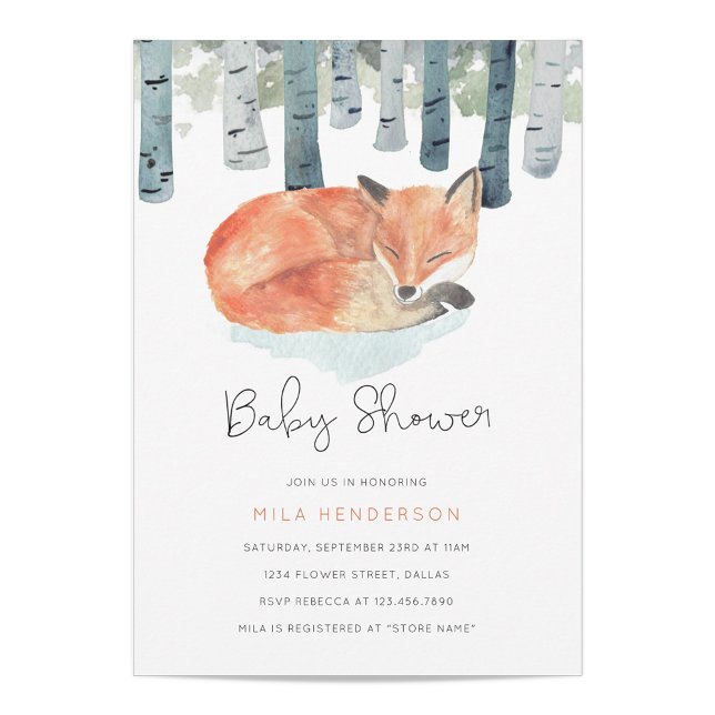 Winter Fox Baby Dusche Einladung (Von Creator hochgeladen)