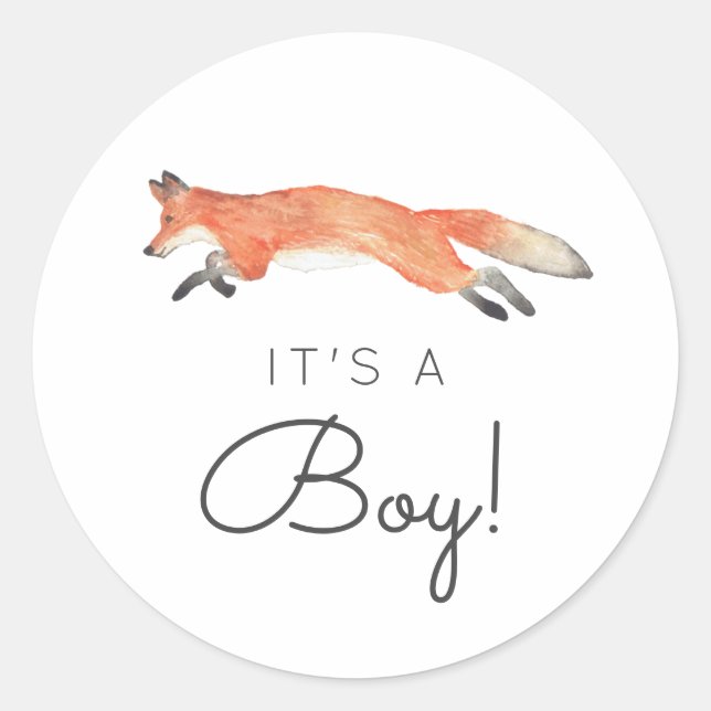 Winter Fox Baby Dusche Runder Aufkleber (Vorderseite)