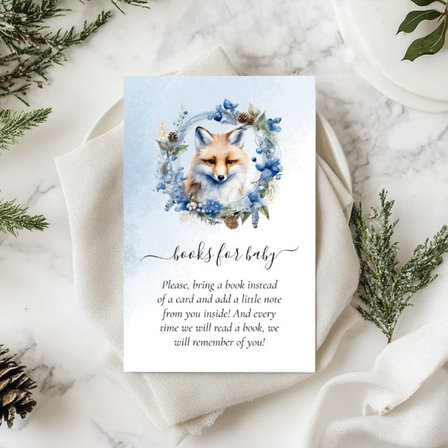 Winter Fox Baby Shower Books für Baby Begleitkarte (Winter Fox Baby Shower Books for Baby Enclosure Card)