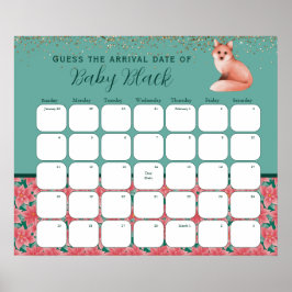 Winter Fox Babydusche schätzt den Fälligkeitsdatum Poster
