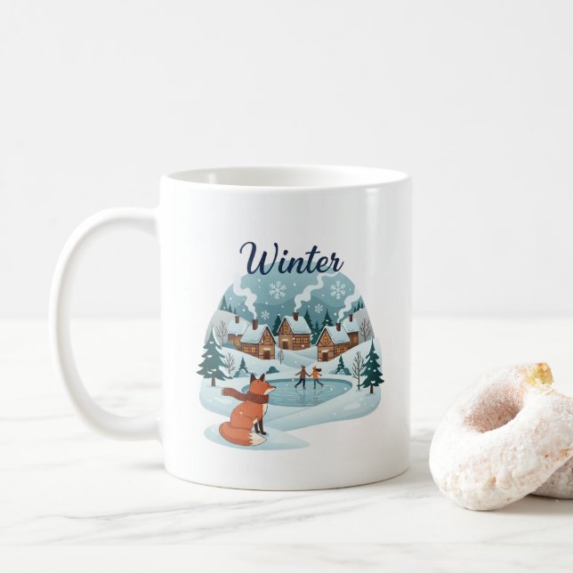 Winter Fox Ceramic Mug (11oz) (Avec donut)