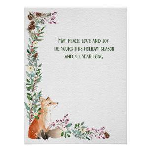 Winter Fox Holiday Foliage Weihnachtsrahmen Poster
