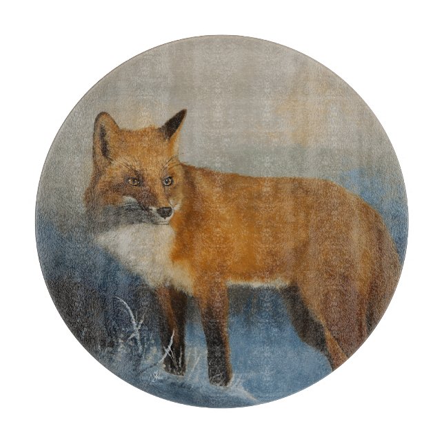 Winter Fox Round Schneidebrett (Vorderseite)