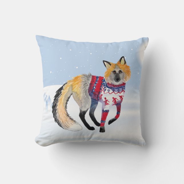 Winter Fox Throw Kissen (Vorderseite)