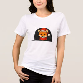Winter Fox Women’s Tee – Cute Cozy Fox with Hat & 