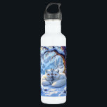 Winter Foxes on a Snowy Winter Day  Edelstahlflasche<br><div class="desc">A sweet illustration of two white foxes,  a mama and baby cuddling under a tree in the snow.</div>