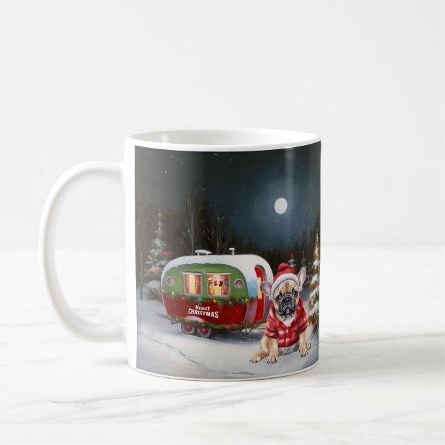 Winter French Bulldog Caravan Weihnachtsabenteuer Kaffeetasse (Links)