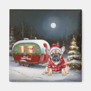 Winter French Bulldog Caravan Weihnachtsabenteuer Magnet