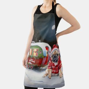 Winter French Bulldog Caravan Weihnachtsabenteuer Schürze