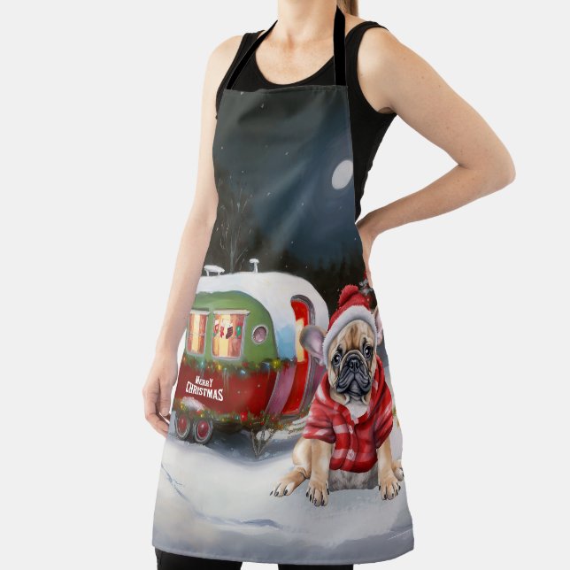 Winter French Bulldog Caravan Weihnachtsabenteuer Schürze (InSitu)