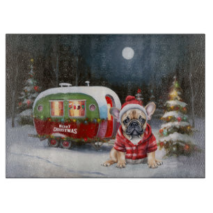 Winter French Bulldog Wohnwagen Weihnachtsabenteue Schneidebrett