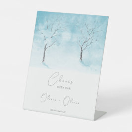 Winter Freshness Wedding Open Bar Cheers Sockelschild