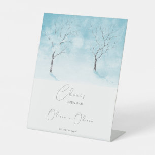 Winter Freshness Wedding Open Bar Cheers Sockelschild