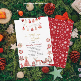 Winter Frohe Weihnachten Watercolor Babydusche Einladung