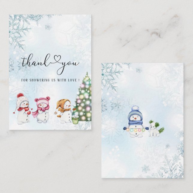 Winter Frohe Weihnachten Watercolor Babydusche Mitteilungskarte (Vorne/Hinten)