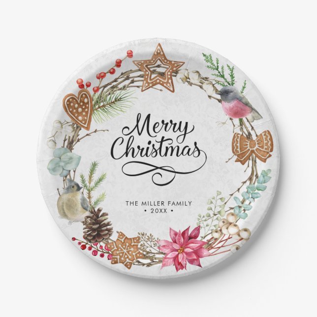 Winter Frohe Weihnachts-Party Pappteller (Vorderseite)