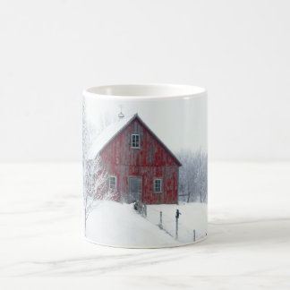 Winter Frost mit Scheune Kaffeetasse