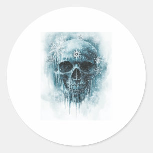 Winter Frost Skull Runder Aufkleber
