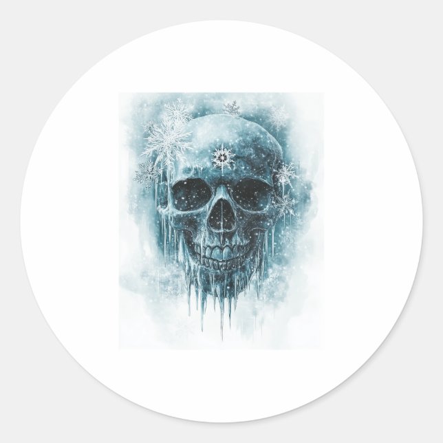 Winter Frost Skull Runder Aufkleber (Vorderseite)