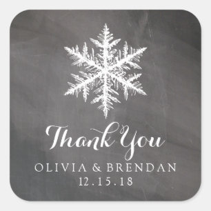 Winter Frost Snowflakes Chalkboard   GASTGESCHENK  Quadratischer Aufkleber