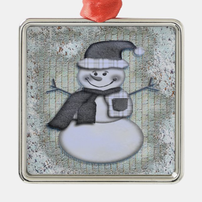 Winter Frost Snowman Silbernes Ornament (Vorne)