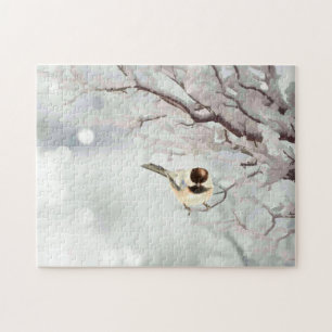 Winter Frosty Tree Chickadee Bird