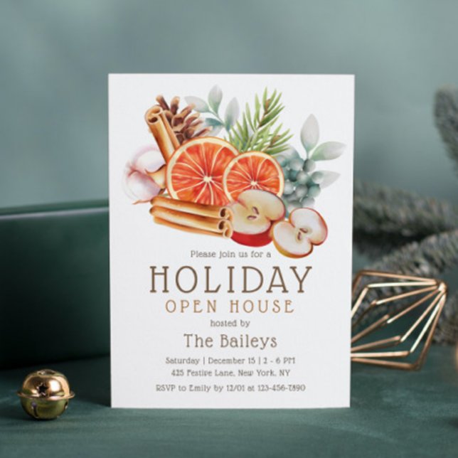 Winter Fruit Floral Watercolor Holiday Open House Einladung (Von Creator hochgeladen)