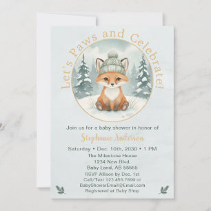 Winter-Fuchs-Baby-Shower-Einladung Paws Feiern Einladung