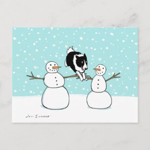 Winter Fun Border Collie   Weihnachtsfeiertag Feiertagspostkarte
