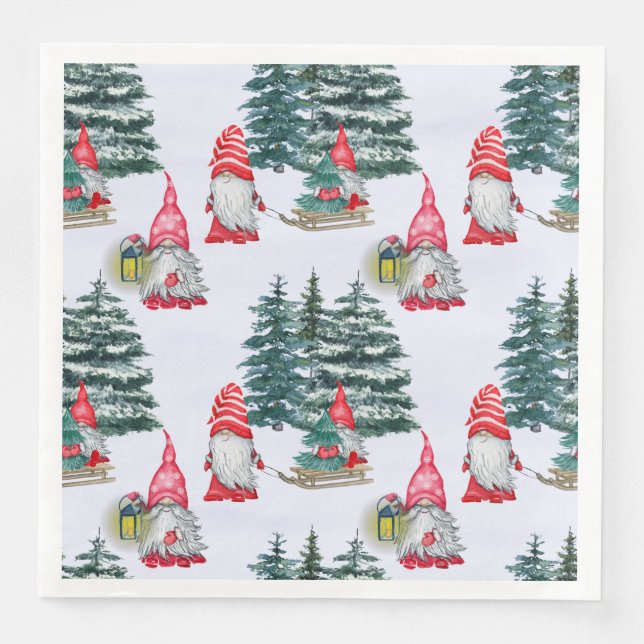 Winter Fun Gnomes Serviette (Vorderseite)