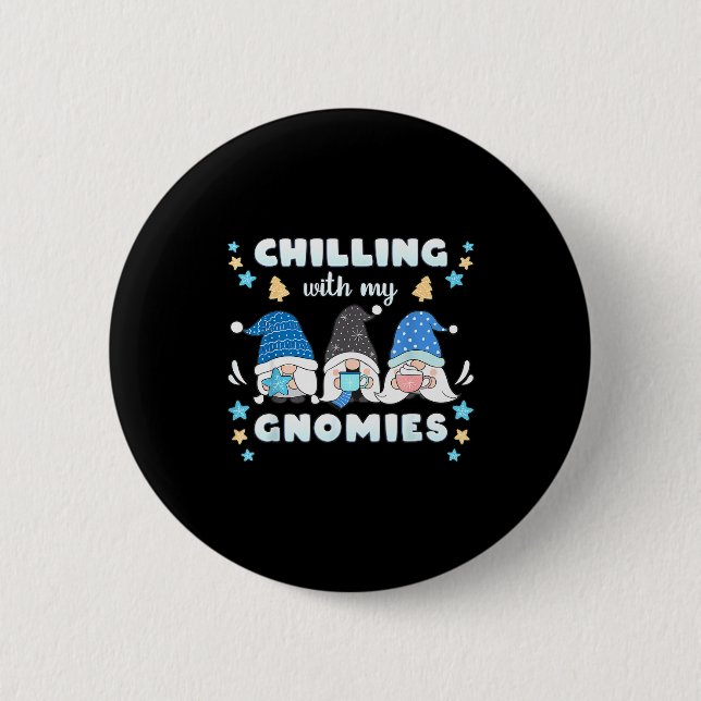 Winter, Funny Nordic Christmas Gnomes  Button (Vorderseite)