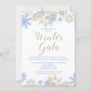 Winter Gala Blue und Gold laden ein Einladung