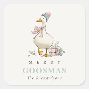 Winter Gans Weihnachten Lustig Fröhliche Gansmas Quadratischer Aufkleber