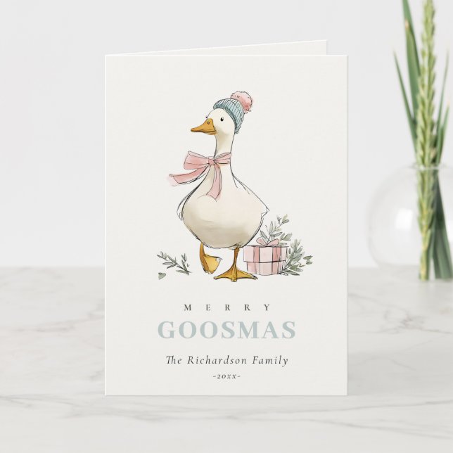Winter-Gans Weihnachten Lustige Fröhliche Goosmas  (Vorderseite)