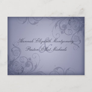 Winter Garden Metallic Blue Wedding Response/RVSP Einladungspostkarte